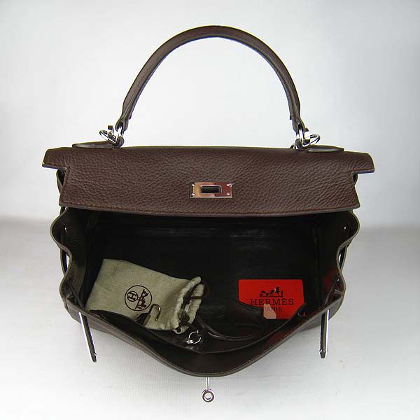 7A Replica Hermes Kelly 32cm Togo Leather Bag Dark Coffee 6108